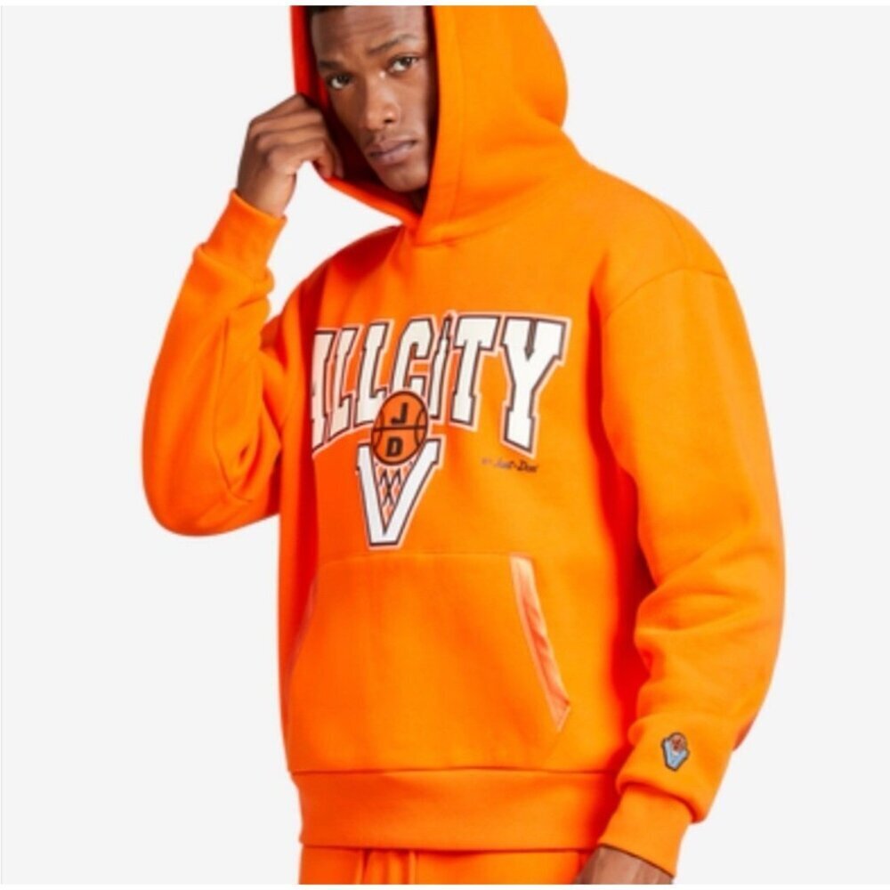 All City By Just Don Hoodie Crafted Fleece Orange Mens Sweater Sze XL Basketball